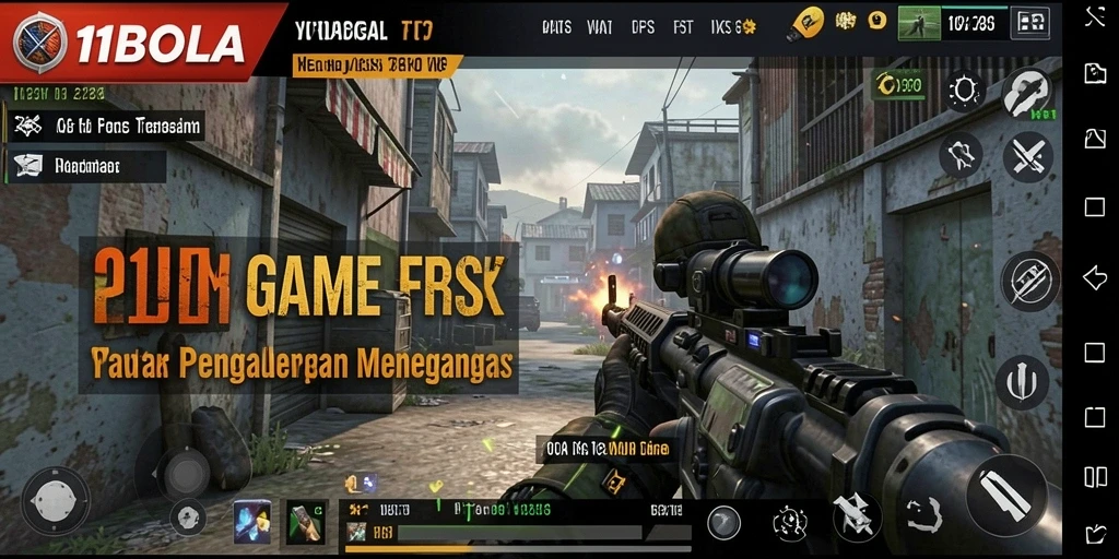 Screenshot gameplay 11BOLA menampilkan aksi tembak-menembak seru.