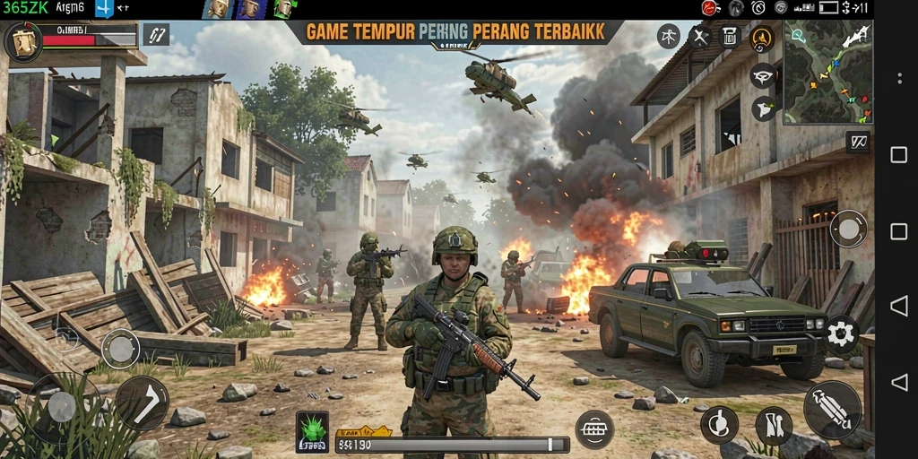 Tampilan gameplay seru dalam 365ZK saat pertempuran epik berlangsung.