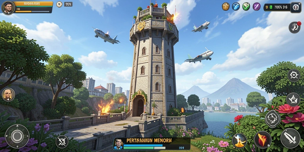 Tampilan seru dari gameplay Tower Defense 797K dengan aksi menara dan musuh yang menarik.