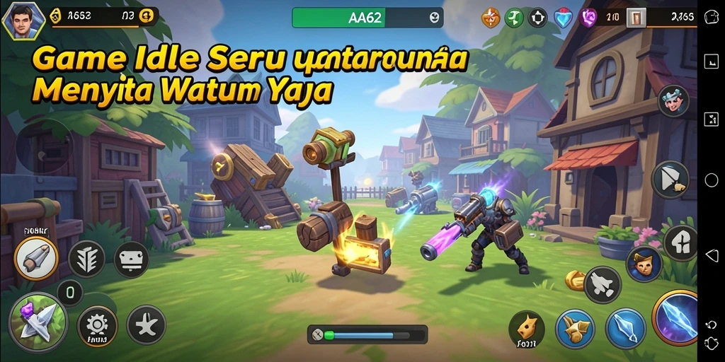 Tampilan gameplay seru dalam AA62 yang mudah dipahami.