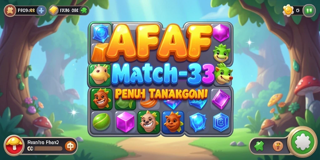 Tangkapan layar menunjukkan gameplay Match-3 yang menarik dan penuh warna.