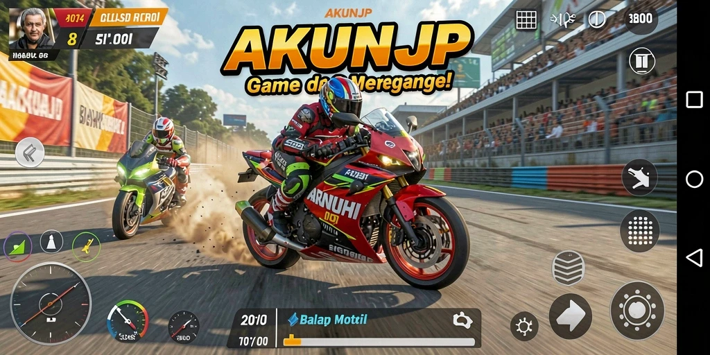 Gameplay menegangkan AKUNJP dengan aksi balapan motor.