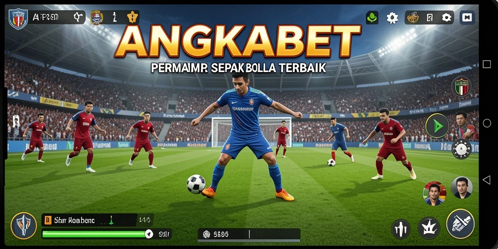 Tangkapan layar permainan ANGKABET dengan aksi sepak bola yang mendebarkan.