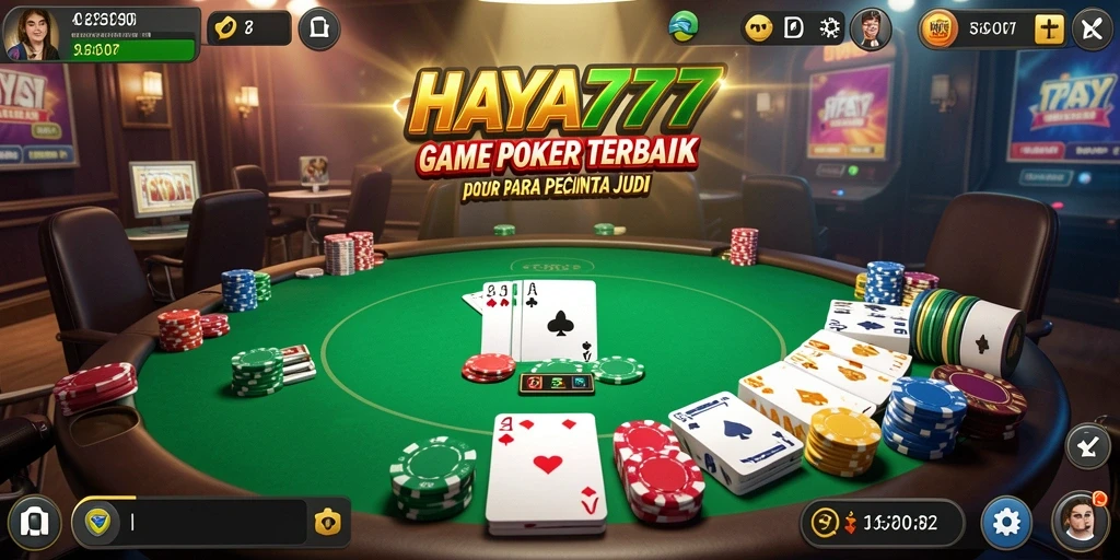 Screenshot gameplay HAYA777 menampilkan suasana permainan Poker yang seru.