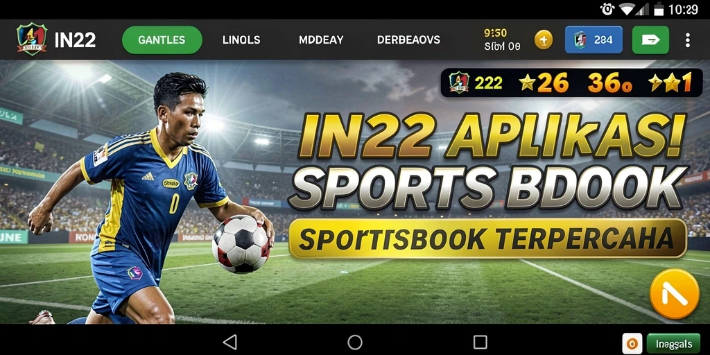Tampilan gameplay Sportsbook di aplikasi IN22 yang menarik dan interaktif.