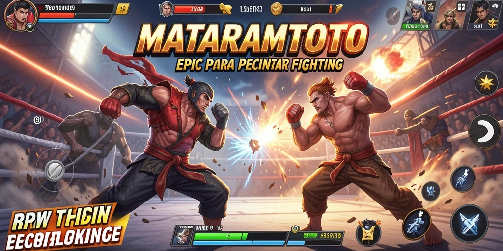 Tampilan pertarungan intens dan karakter beraksi dalam <strong>MATARAMTOTO</strong>.
