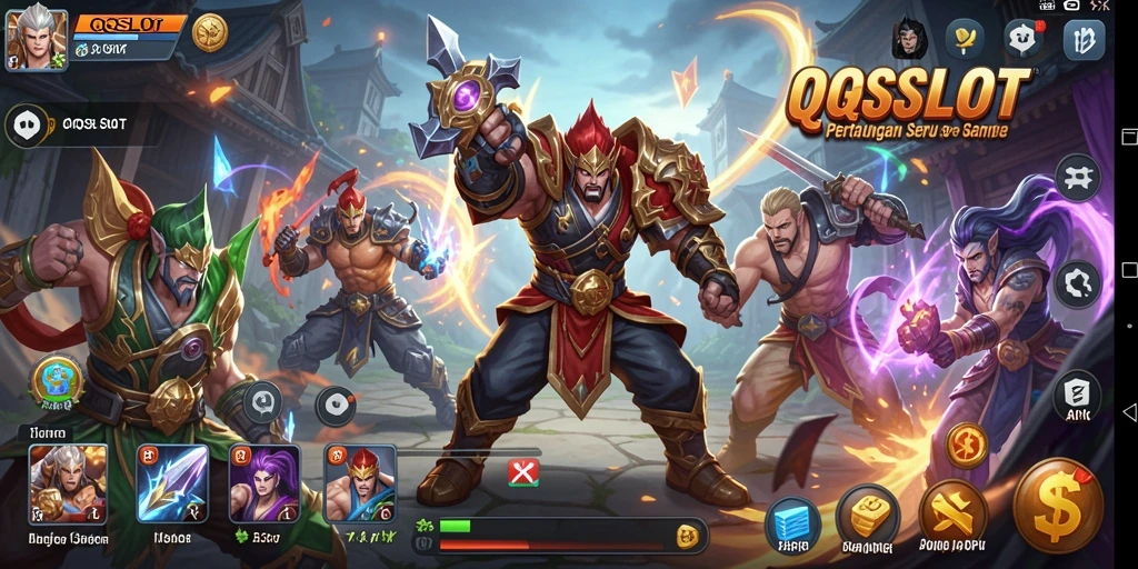 Gameplay pertarungan seru di QQSLOT dengan karakter unik.