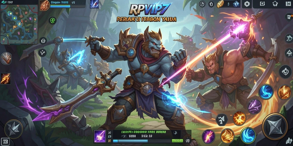 Tampilan gameplay mendebarkan dalam pertempuran MOBA RPVIP7.