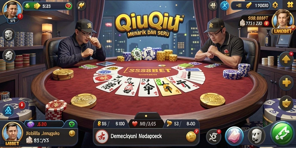 Tampilan gameplay seru dalam permainan QiuQiu di SS88BET.